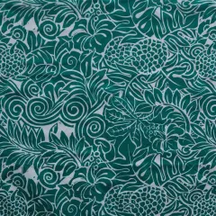 1 Yard Pacific Islander All Over Tropical Polyester Fabric with Floral and Fruit Design 60 Inch Width Emerald