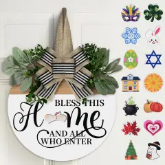 Interchangeable Wooden All Season Welcome Sign