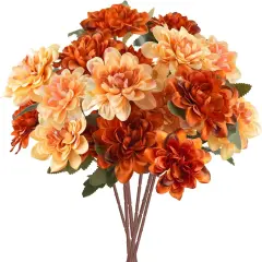 6Pcs Artificial Fall Flowers (Rust+Champagne)
