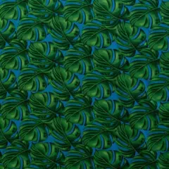 1 Yard All Over Monstera Leaf Polyester Fabric 45 Inch Width Turquoise/Green