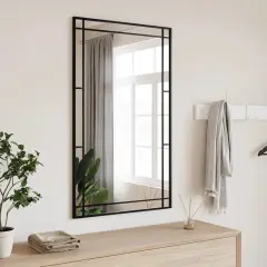 vidaXL Wall Mirror Black 23.6"x39.4" Rectangle Iron