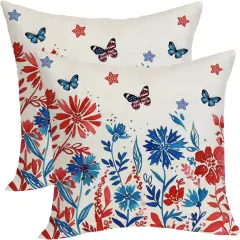18x18 Pack of 2 Throw Pillow Cover for 4th of July Decorations