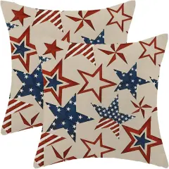 18 x 18 Set of 2 Throw Pillow Covers for 4th of July Decorations