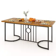 71 inches Large MDF Metal Dining Table, Spacious, Sturdy and Stylish