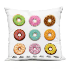 Stupell Industries Delicious Various Donuts Outdoor Printed Pillow design by Marcus Prime, 18 x 7 x 18