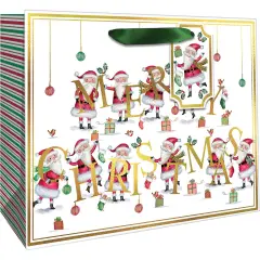 Pack/6: Santa Christmas Gift Bag - 12-1/2 x 5 x 10"