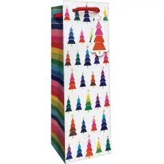 Pack/6: Rainbow Trees Wine Bag - 4-1/2 x 4-1/2 x 14"