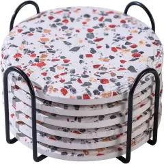 Set of 6 Coasters with Holder