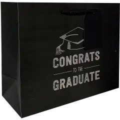 Pack/6: Grad Black Gift Bag - 12-1/2 x 5 x 10"