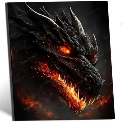 DIY 5D Dragon Diamond Painting Black Fire Dragon Diamond Painting Kits for Adults,5D DIY Full Drill Diamond Art for Home Wall Decor 12x16 Inch
