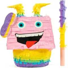 Party Pi&ntilde;ata with Stick and Blindfold &ndash; Perfect for Kids and Adults Birthday Celebrations &ndash; Brightly Colored Pi&ntilde;ata Set Ready for Fun-Filled Party Activities