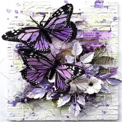 Butterfly Diaomnd Painting Kits for Adults DIY 5D Round Full Drill Butterfly Flowers Diamond Art Adult Diamond Painting Very Suitable for Home Leisure and Wall Decoration 11.8x15.7 (Inches)