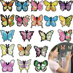20 Pcs Butterfly Diamond Painting Magnets Kits Butterfly Diamond Art Stickers Refrigerator Painting Kits