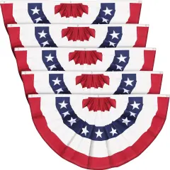 5 Pcs American Flags Bunting 3 x 6 ft USA Patriotic Half Fan Bunting Flag Outdoor 4th of July Pleated Fan Flags Banners for Independence Day Memorial Day Outside Porch Garden Yard Decorations