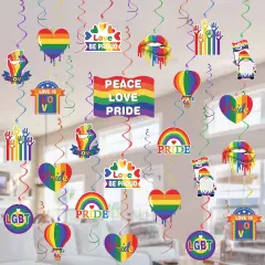 35 Pcs Gay Pride Decorations Hanging Swirls - Love is Love Pride Hanging Decorations LGBT Rainbow Pride Party Decoration Swirls, NO-DIY Gay Pride & LGBTQ Party Decorations Supplies