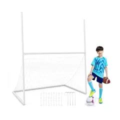 2-in-1 Kids Soccer & Football Goal &ndash; UPVC Frame with Heavy-Duty Net & Ground Stakes