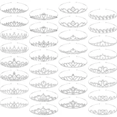 32 Pieces Girls Crystal Tiara Crown Rhinestone Tiara Headband Crystal Princess Tiaras Silver Heart Crown Headband