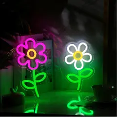 Summer Daisy Neon Sign &ndash; LED Daisy Shaped Wall & Table Decor, USB Powered Light for Brightening Any Room
