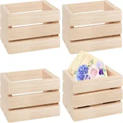 4 Pack Mini Rustic Wooden Crates
