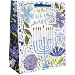 Pack/6: Floral Menorah Gift Bag - 10 x 5 x 12-1/2"