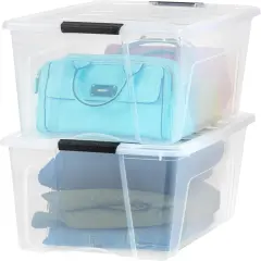 IRIS USA 2 Pack Plastic Storage Bins with Lids, 72 Quart, Latches Durable Nestable Containers Secure Pull Handle