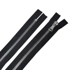 5MM One Way Non Separating Closed Bottom Zipper Black Tape Nickel Teeth 7"