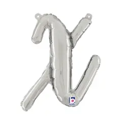 Betallic&reg; 14 Inch Script Letter X Silver Air Fill Only Balloon