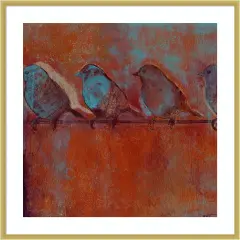 Row of Sparrows I by Norman Wyatt Jr. Wood Framed Wall Art Print