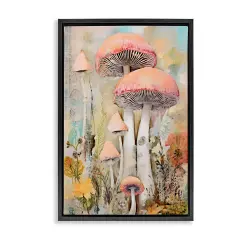 Stupell Industries Soft Collaged Mushrooms Floater Framed Canvas Wall Art Design by LSR Design Studio