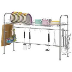 Over The Sink Dish Drying Rack Stainless Steel Kitchen Organizer Cutlery Drainer