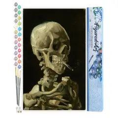 Figured'Art Paint by Numbers Kit for Adults Skull 16"x20" - Craft Art Painting DIY Kit Rolled Canvas without frame