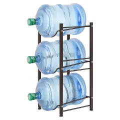 3 Tiers 5 Gallon Water Jug Holder Water Bottle Storage Rack, Dark Brown