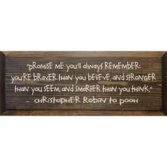 Encouraging Wall Sign: 'Braver, Stronger, Smarter' &ndash; Solid Knotty Pine Walnut-White