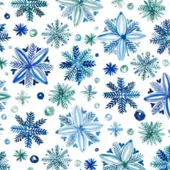 Snowy Sparkle Digital Cuddle Blue Fabric per yard
