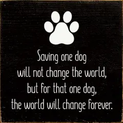 Inspirational Dog Quote Sign, Rustic Knotty Pine Square Wall Decor Black-White