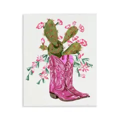 Stupell Industries Pink Accent Cactus & Boots Wall Plaque Art Design by Melissa Wang 