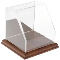 Plymor Clear Acrylic Slanted Front Display Case, 4" x 4" x 4" Hardwood (Mirrored)