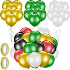 60 Pcs 12 Inch Confetti Balloon Latex Balloons with Ribbon for Birthday Wedding Party Baby Shower Decoration Supplies(Red, Yellow, Green, Black, White)