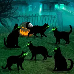 6 Pcs Black Cat Halloween Decorations Plastic Yard Signs with Stakes