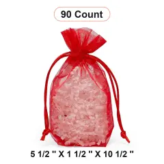 Flat Bottom Organza Bags 5 1/2 '' X 1 1/2 '' X 10 1/2 '' for Custom Packaging Red