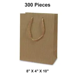 Wide Pinstripe Paper Euro Totes 8'' X 4'' X 10'' Elegant