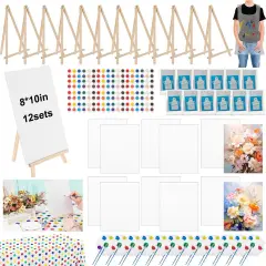 12 Set 8x10 Inch Canvas and Easel Set Paint Kits for Adults
