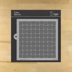 Basketweave Miniprint Cake Stencil | C927 by Designer Stencils | Cake Decorating Tools | Baking Stencils for Royal Icing, Airbrush, Dusting Powder | Reusable Plastic Food Grade Stencil for Cakes | Easy to Use & Clean Cake Stencil
