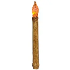 9" Ivory LED Taper Candle with Built-In Timer and Antique Wax Coating Battery Operated Flickering Light