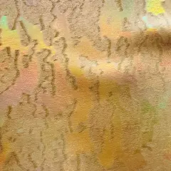 1 Yard Stretchy Velvet Hologram Embossed Island Print Fabric 60 Inches Width Gold