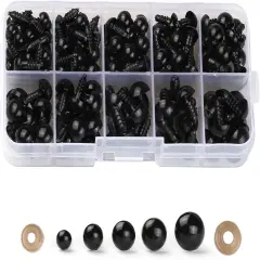 Solid Black Eyes with Washers - 100 PCS