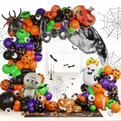 Pumpkin Boo Mummy Foil Balloons for Horror Halloween Party Decorations(Orange, Black, Purple, Green)