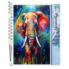 Figured'Art Paint by Numbers for Adults Colorful Abstract Elephant 16"x20" - Craft Art Painting DIY Kit Rolled Canvas Without Frame