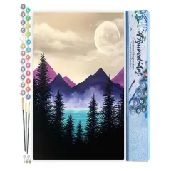 Figured'Art Paint by Numbers Kit for Adults Forest and Lake 16"x20" - Craft Art Painting DIY Kit Rolled Canvas without frame