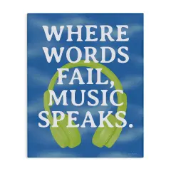 Stupell Industries Words Fail Music Speaks Canvas Wall Art Design by Seven Trees Design